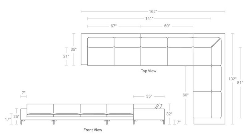 standard sectional size